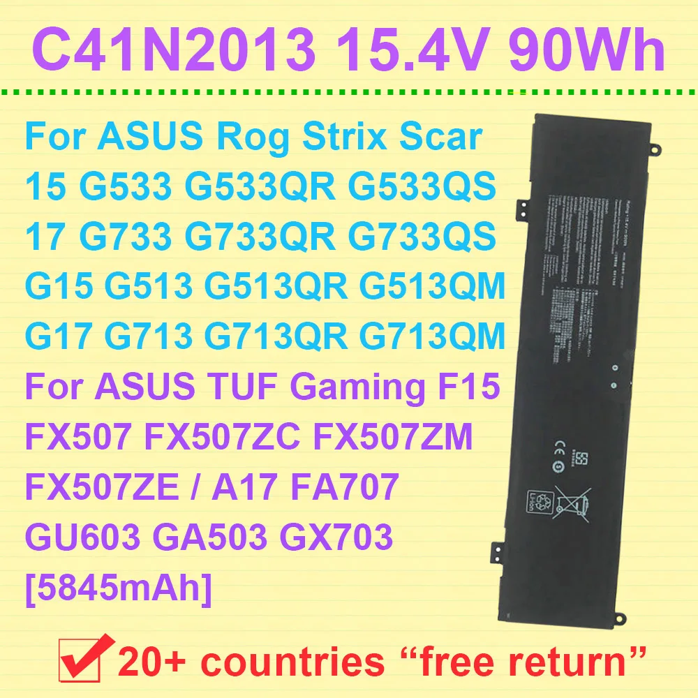 Для ASUS Rog Strix Scar 15 G533 17 G733 G733QR G15 G513 G513QM G513QY G17 G713 G713Q GA503 FX507 GX703 C41N2013 Аккумулятор для ноутбука