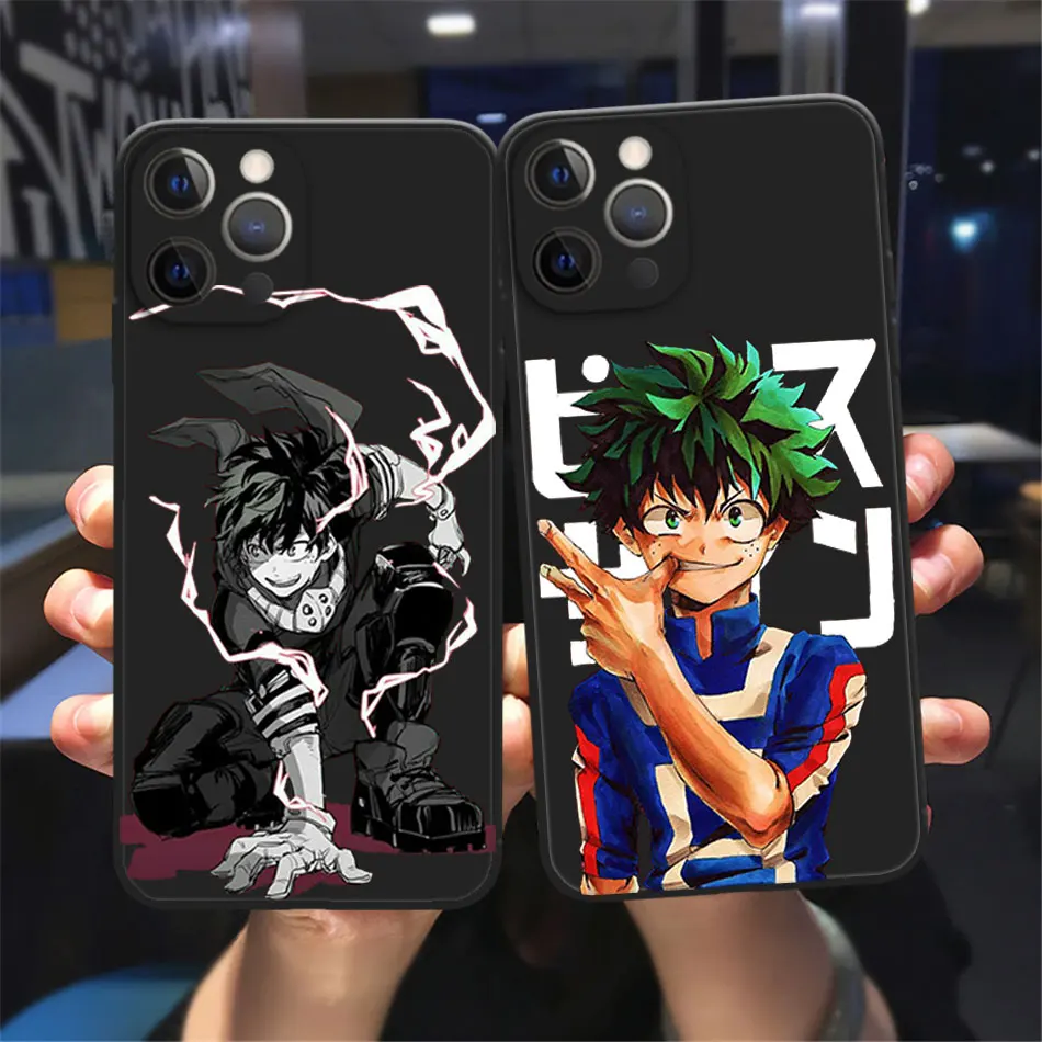 Anime My Hero Academia Midoriya Phone Case For iPhone 11 12 13 Pro Max X XR XSMAX X 6s 8 7 Plus 13Mini Black Soft silicone case