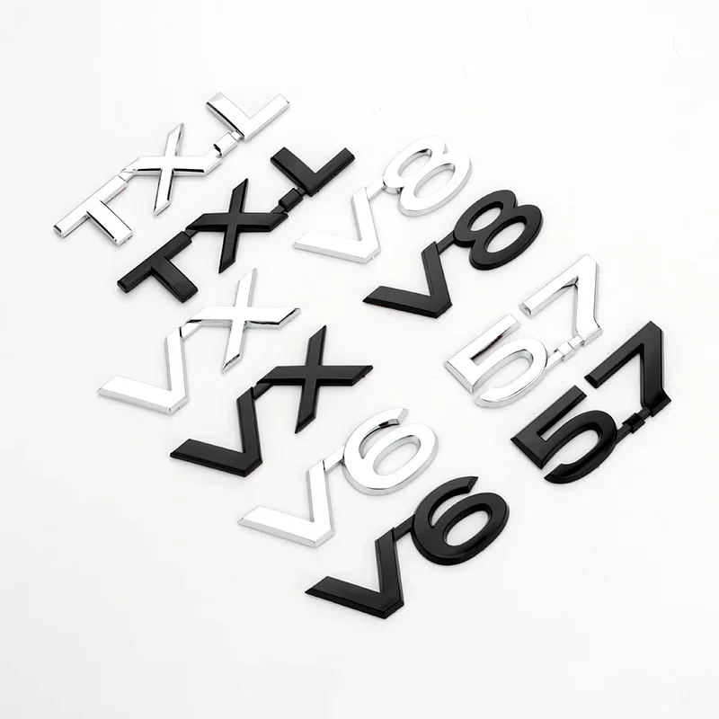 شعار حرف ABS لـ V6 V8 5.7 GXR VXR TXL VXL VXS شارة فضي/أسود معدل شعار الأمتعة ملحقات السيارة تويوتا لاند كروزر #3
