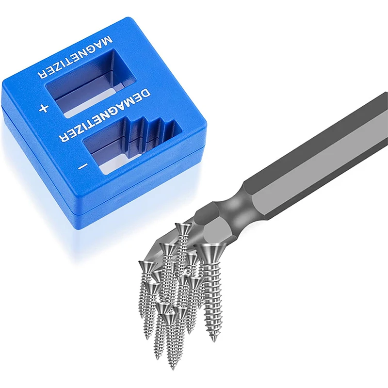 2 في 1 مفك براغي ممغنط مغناطيسي ديمغناطيسي بسرعة ممغنط أو إزالة المغناطيسية بت مسامير مآخذ المكسرات كماشة وأدوات #4