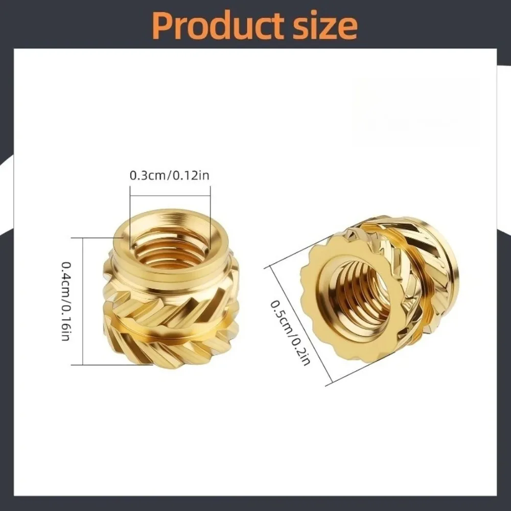 M2/M3/M4 Heat Insert Embedment Nut M3 Threaded Knurled Brass Screw Nuts 3D Printer Voron 2.4 and Others 50/100 Pcs