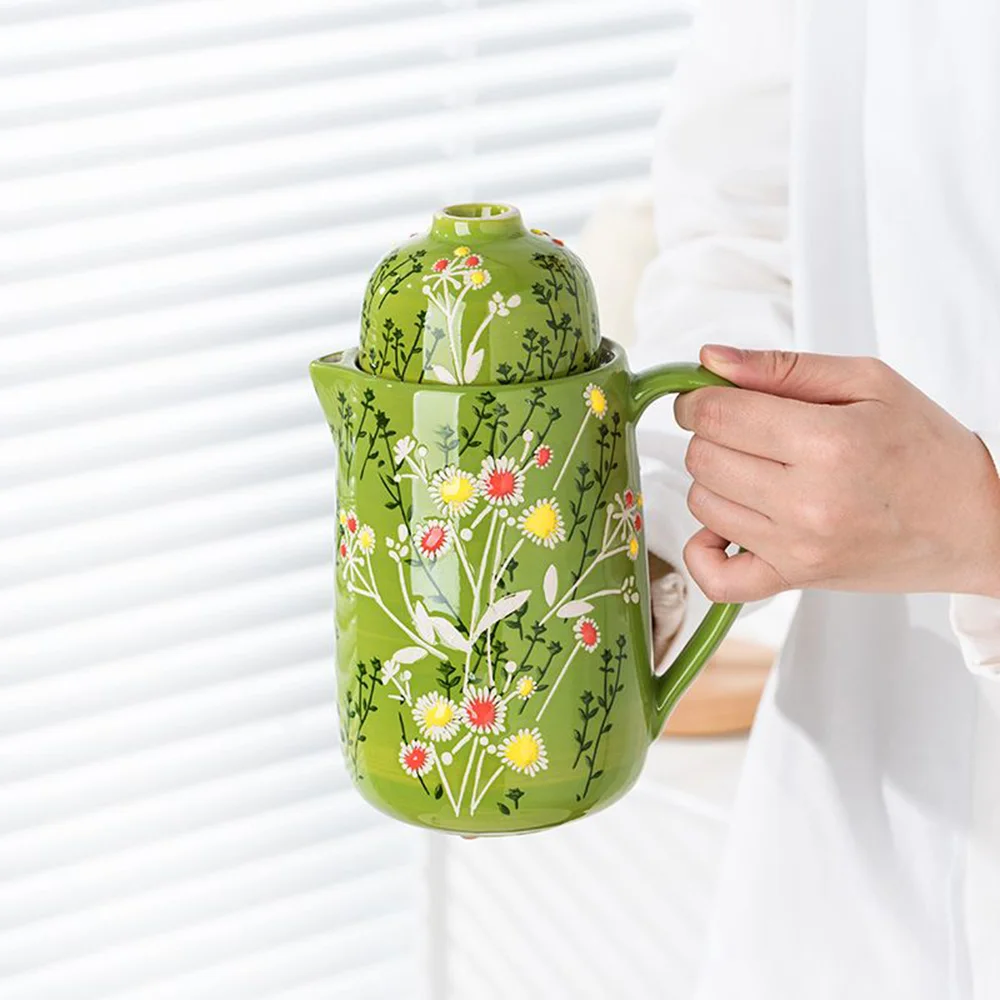 

800ml American Style Teapot Dandelion Home Tea Kettle Office Ceramic Teapot Mug with Lid Gift for Friends One Pot and One Cup