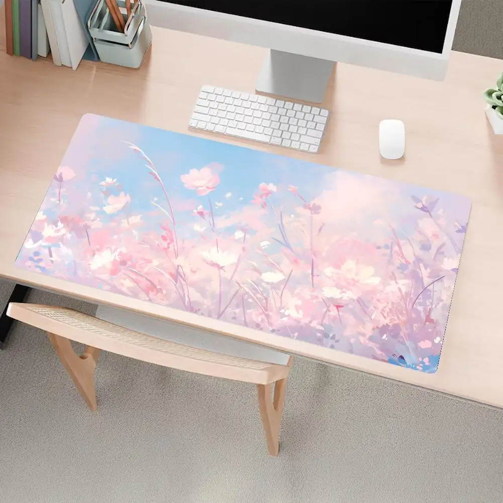 Flowers Sky Pastel Mousepad Pc Accessories Desk Interior Gaming Mats Playmat Carpet Mouse Mat Office Decor Gamer Decoration