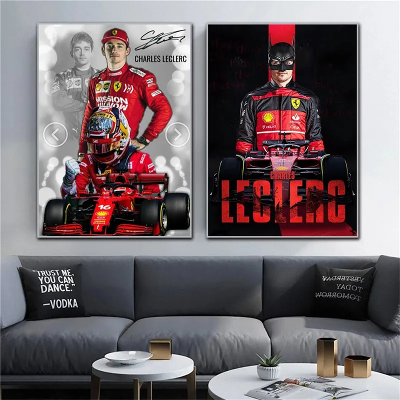 2022 F1 Charles Leclerc Canvas Poster Wins Bahrain Grand Prix Painting Home Decor Picture For Living Room Poster Print