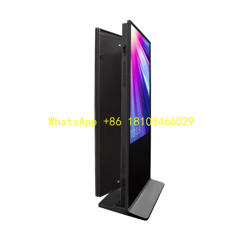 Layar Iklan LCD Indoor 43 50 55 Inci Resolusi 4K Digital Signage Dua Sisi Webcam Totem Display Iklan