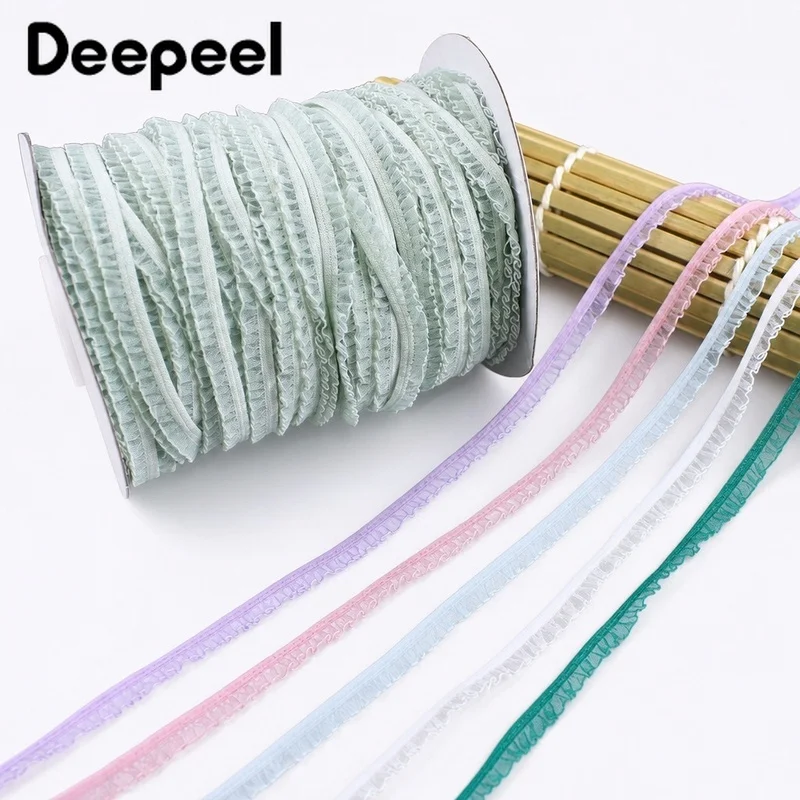 

20M 6mm Elastic Band Lace Decorative Ribbons Stretch Bands for Bra Strap Clothes Hat Dress Trimming Laces DIY Sewing Accessories