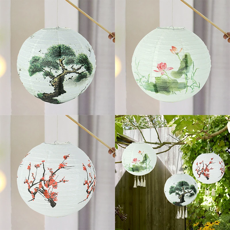 1Pc 30cm Printed Flower Round Paper Lantern Wedding Birthday Party Decorations Chinese Japanese Festival Paper Lantern Supplies