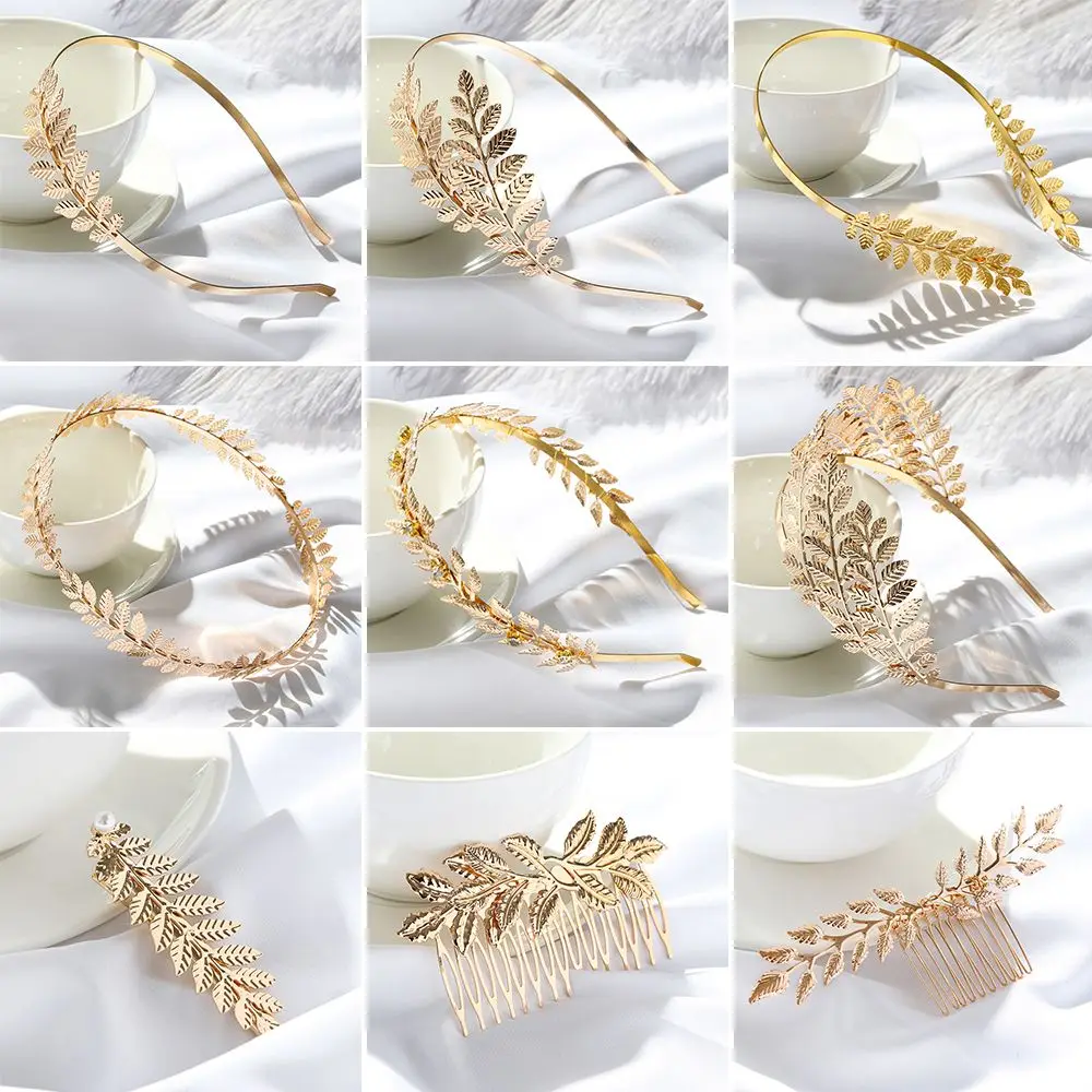 Golden Hair Jewelry Hair Combs Wedding Hair Crown Leaves Hair Bands Hair Hoop Bride Headbands