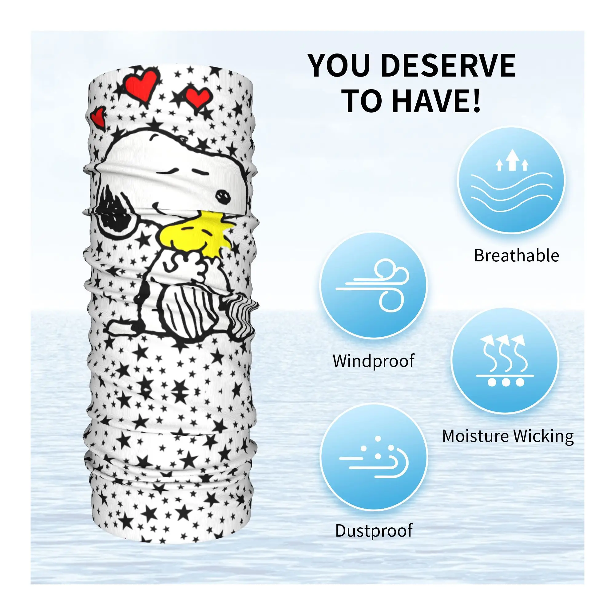 مخصص S-Snoopys الرقبة الجراب النساء الرجال الأشعة فوق البنفسجية حماية الشتاء لطيف الكرتون باندانا وشاح لركوب الدراجات