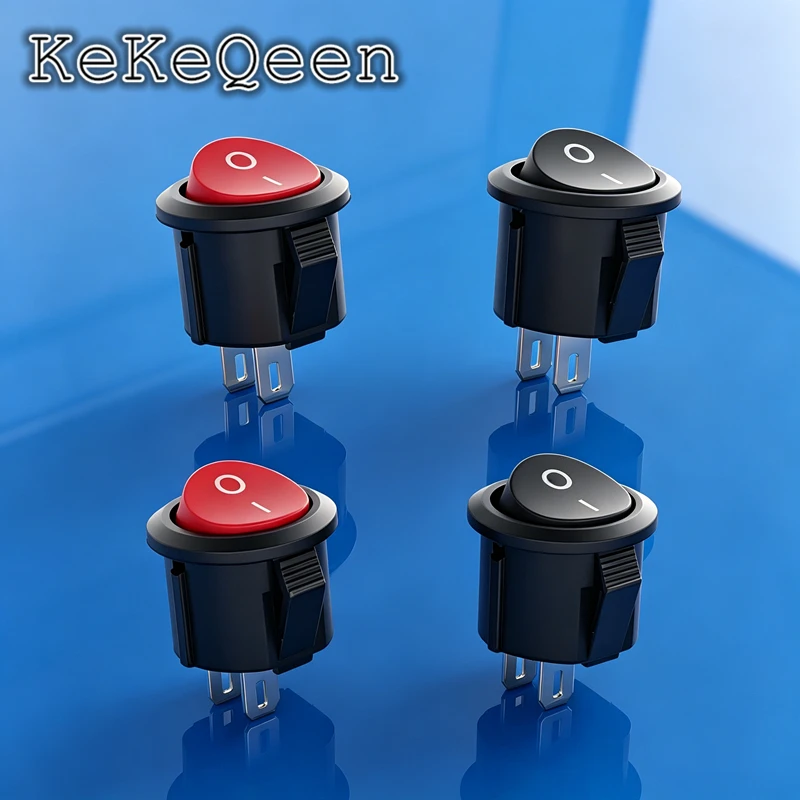 100Pcs/Lot KCD1-105 16mm Diameter Small Round Boat Rocker Switches Black White Red Mini Round Black  2 Pin ON-OFF Rocker Switch