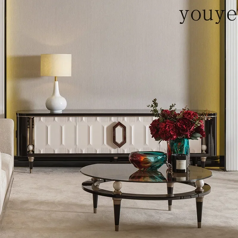 

X3 American Light Luxury Paint TV Cabinet Villa Living Room Advanced Decorative Cabinet Modern Household Storage Floor Side Cabi