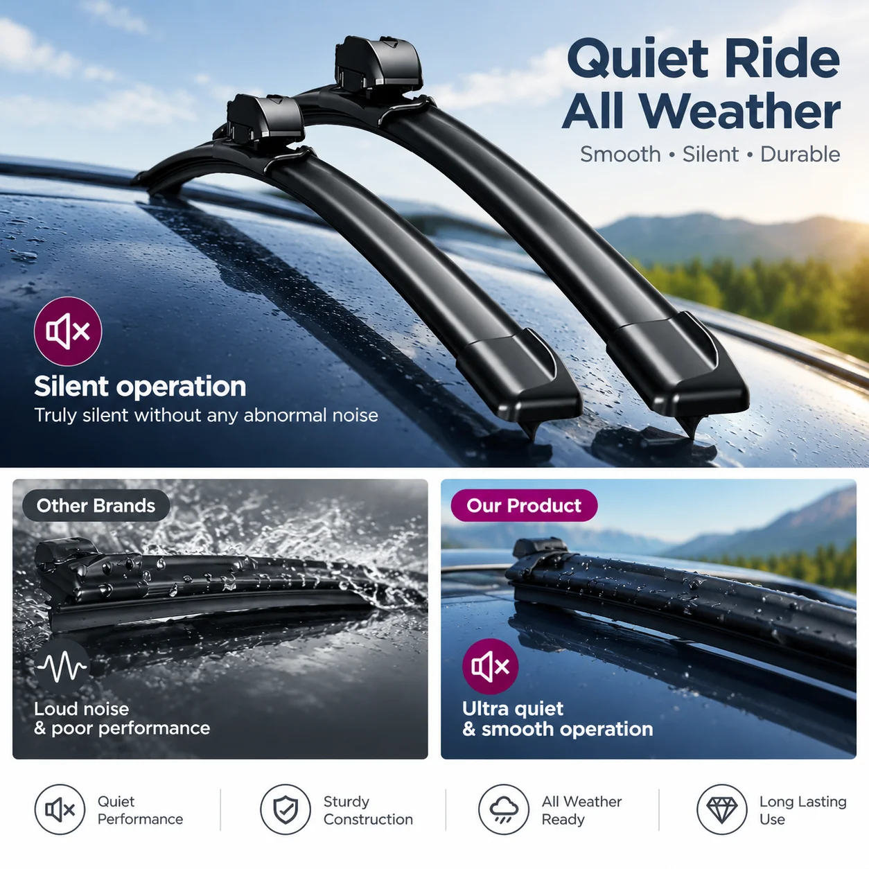For Honda Freed 2024-2025 Auto Front Windshield Wipers High Steel Frame UV Resistant Silent Replacement Wiper Blades 2