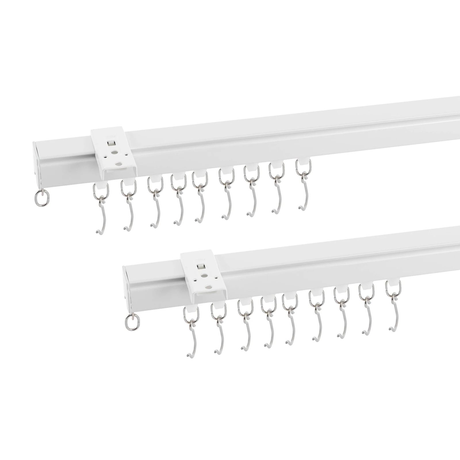 97*14*10cm Modern Ceiling Mounted Curtain Track Kit With Hooks 3ft-6ft Curtain Track for Space,White