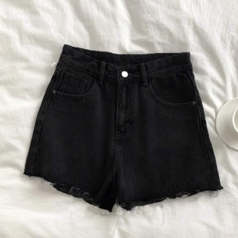 Solid Denim Shorts for Women Fur-lined Loose Fit Streetwear Casual Ins High Waist Chic Summer Sweet Sexy Girls Popular College