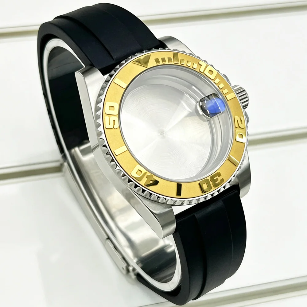 40Mm Men's Watch Accessory Stainless Steel Case Rubber Strap Ceramic Aluminum Bezel For NH34NH35NH36 Miyota8215 ST1612 Movement