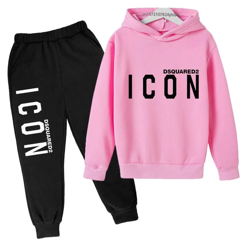 Kids Autumn Spring suits 3-13 Years Boys Girls Casual sweatshirts Outifts Children 2pcs IC Print Hoodie+Pants Sets