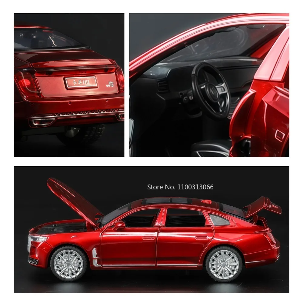 1:32 Alloy HONGQI H9 Rolls Royce Cullinan Cars Toy Models Wheel Pull Back Miniature Car Light Music Vehicles Toy Home Decoration
