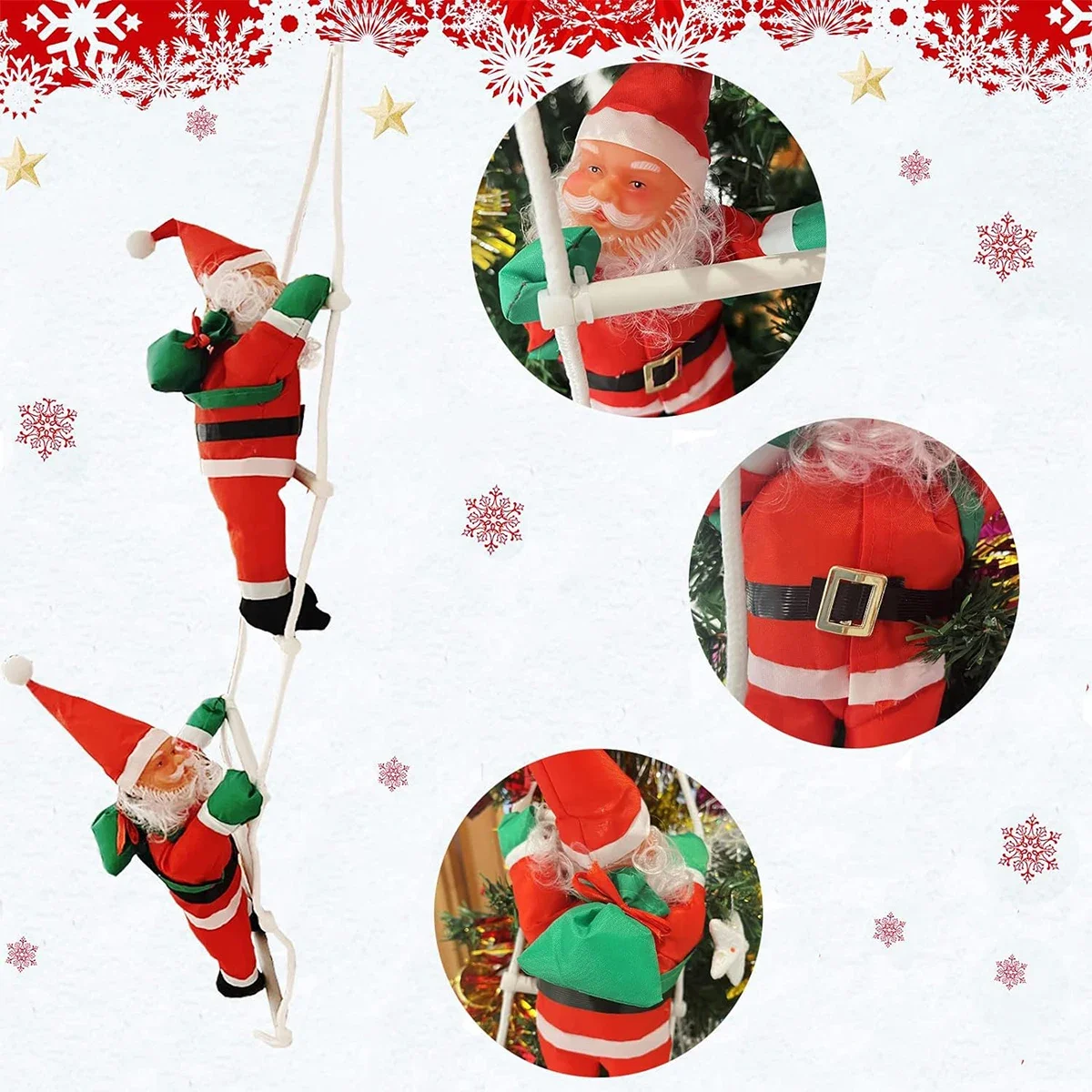 Christmas Decoration Santa Claus Climbing Ladder Ornament for Xmas Tree Home Decoration Hanging Doll Navidad New Year Gift Favor
