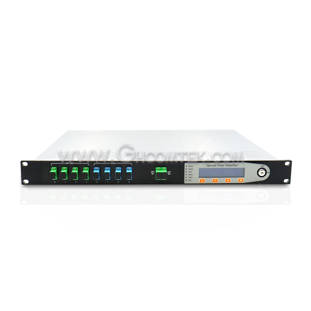 4 port 19dBm WDM With Switch 2 Input Power Out FTTH CATV 1550nm EDFA Fiber Optical Amplifier Single Power Supply