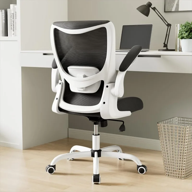 Ergonomic Desk Chair with Adjustable Lumbar Support and Flip up Armrest, Breathable Mesh Computer