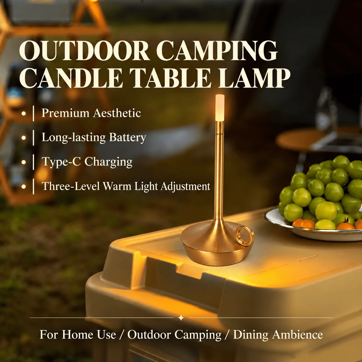 Persun Aladdin Table Lamp Flameless LED Candle Light 3 Level Dimmable Touch Control Rechargeable Bedside Desk Bar Ambient Lamp