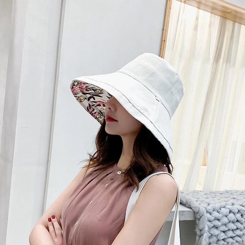 Versatile Panama Style Bucket Hat Reversible Breathable Fisherman Hat Double Sided Wearable Four Seasons Big Brim Hat for Women