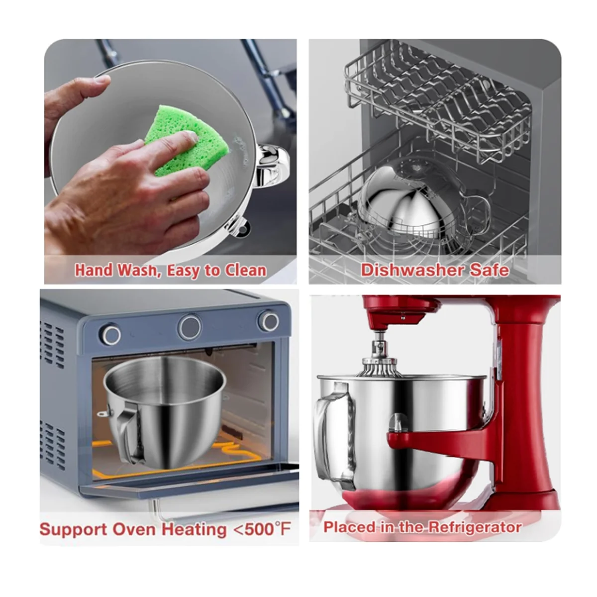 7QT Stainless Steel Mixer Bowl for Kitchenaid 7QT Tilt-Head Mixers KSM70SKXXV8 KSM70SKXXCA KSM70SKXXBK with Handle