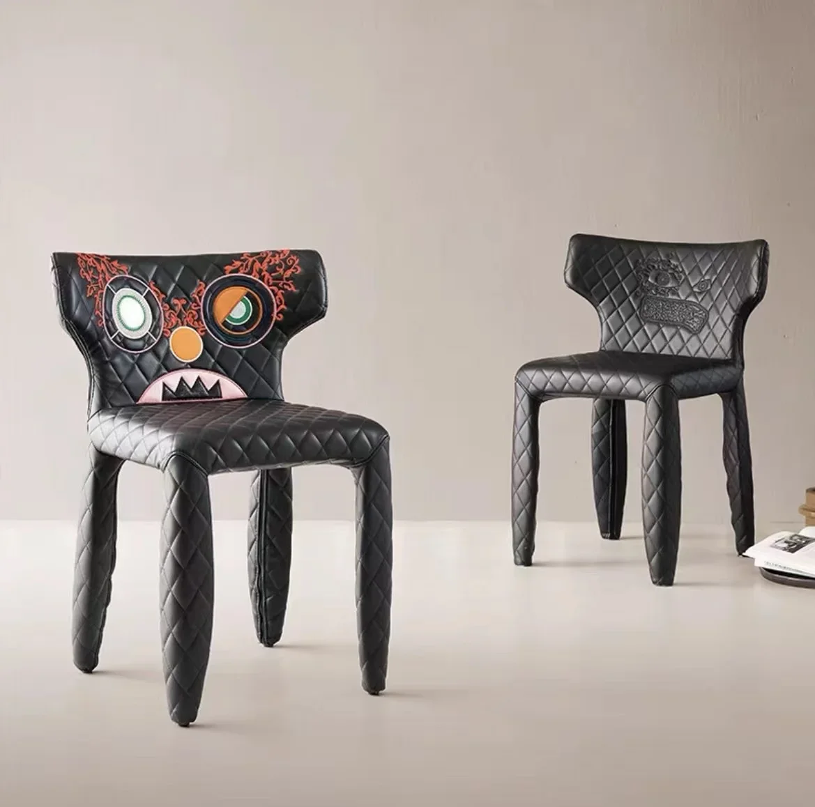 -para precio barato, silla de comedor Monster de diseñador, bordado, muebles decorativos de moda para comedor, sala de estar, silla moderna sin brazos