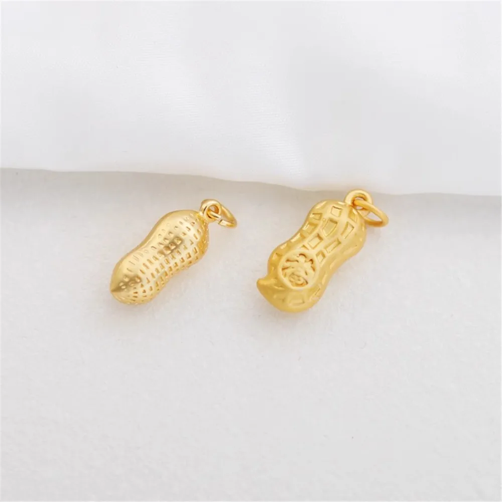 18K Gold Color Peanut Pendant Three-Dimensional Solid Good Things Happen Pendant DIY Bracelet Necklace Earrings Tag Accessories