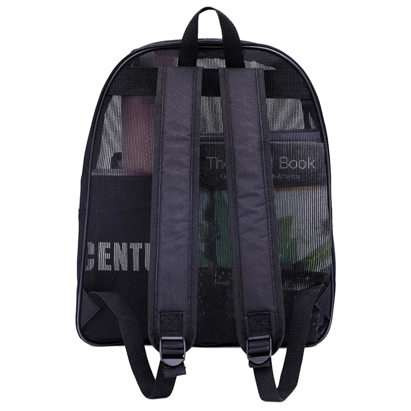 Fashion Women Transparent Backpack Heavy Duty Mesh Backpack For Boys And Girls Light Weight Rucksack Travel Black Shoulder Bag