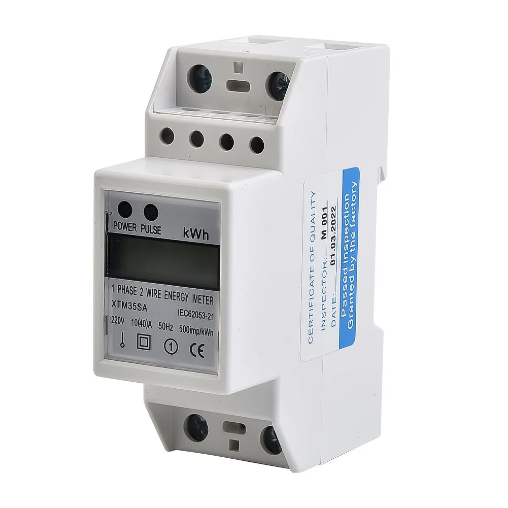 Imagem -05 - Digital Medidor de Energia Elétrica Din-trilho 220v Kwh Monofásico Fio 1040a Lcd tipo de Guia Backlight Dígitos Wattmeter Xtm35sa
