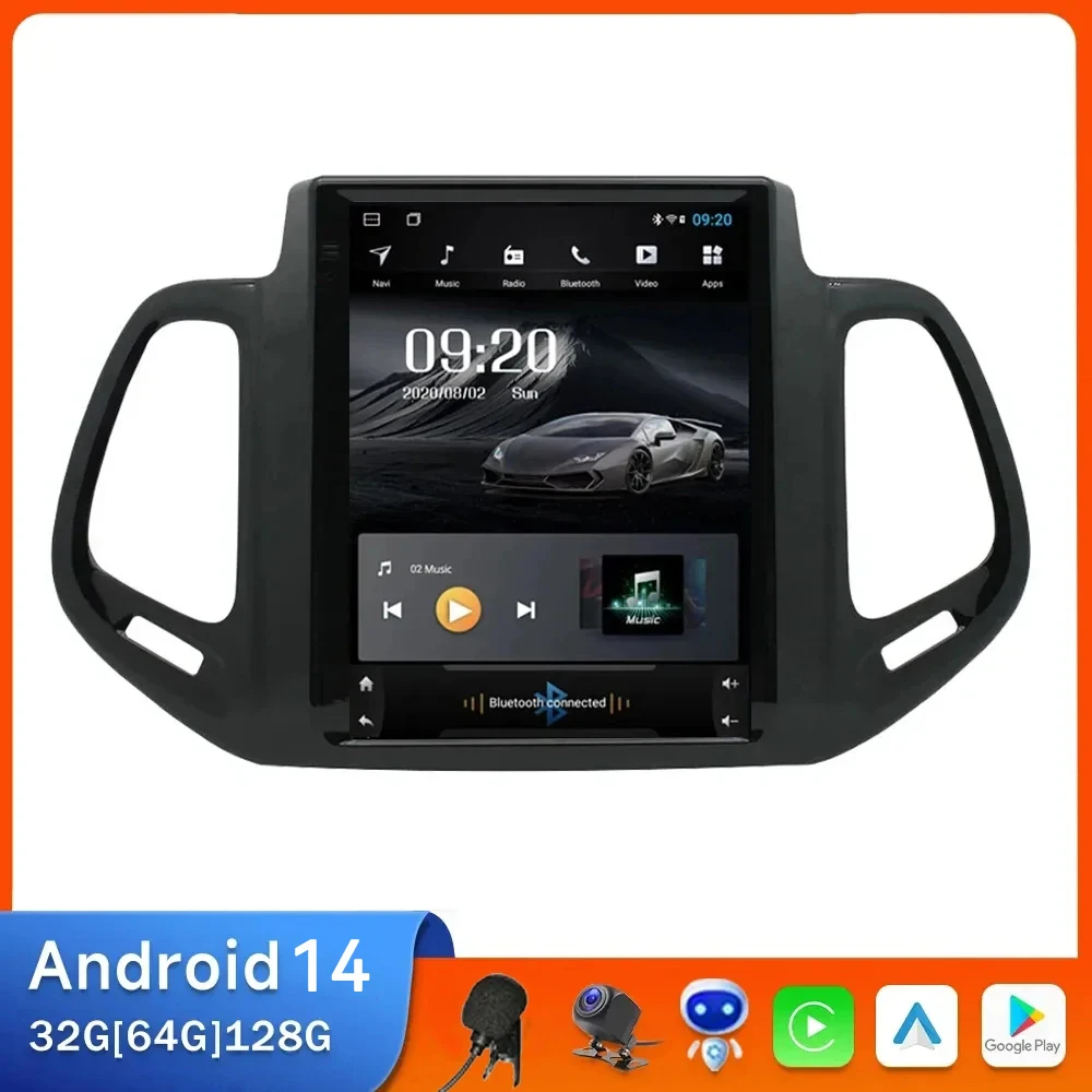 For Jeep Compass 2017 - 2019 2020 Head Unit Video Player Car Radio Autoradio Multimedia GPS Navigation 4G CarPlay Android 14