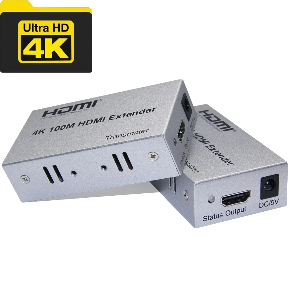 4K 30Hz HDMI Extender over Rj45 Cat5e Cat6 Cable 100M HDMI Ethernet Video Extender Transmitter Receiver Kit for PS4 Laptop PC TV