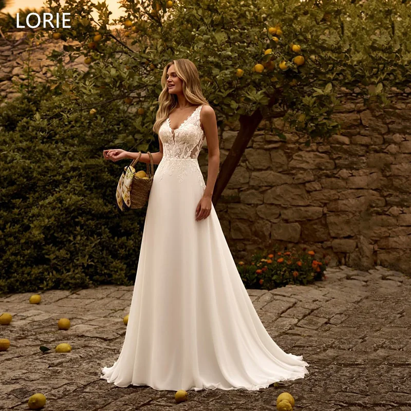

LORIE Exquisite A-Line Wedding Dress Sleeveless Corset Bride Prom Dresses Chiffon Bridal Gown 2025 Customized