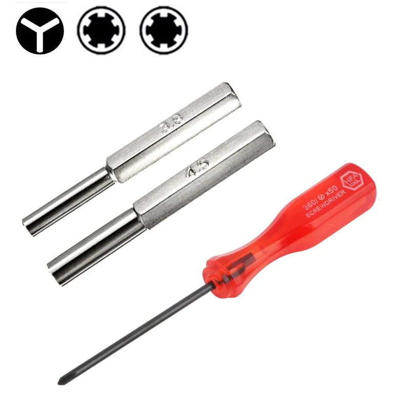 3.8mm + 4.5mm Security Bit Screwdriver Tool and 2.5mm Y Shape Triwing Screwdriver Open for Nintendo NGC/SFC/N64/SEGA/ GameBoy