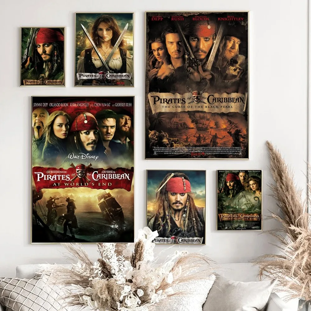 1pc  Classical Movie Poster Pirates Of The Caribbean Poster Paper Print Home Bedroom Entrance Bar Cafe Art Painting Decoration