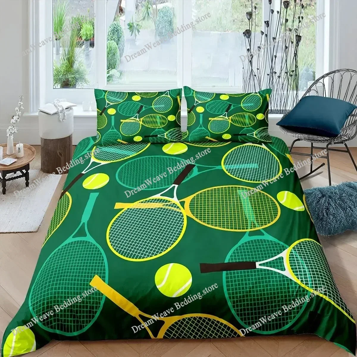 Tennis Ball Duvet Cover Set Sports Game Themed Bedding Set Twin Size for Boys Teens Adult Tennis Racket Ball Comforter Cover592