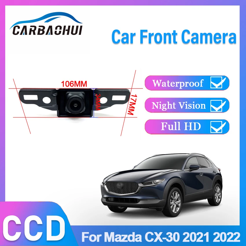 

New ！170deg fisheye 1080*720P HD CCD Car front view camera For Mazda CX-30 2021 2022 front grille parking camera Waterproof