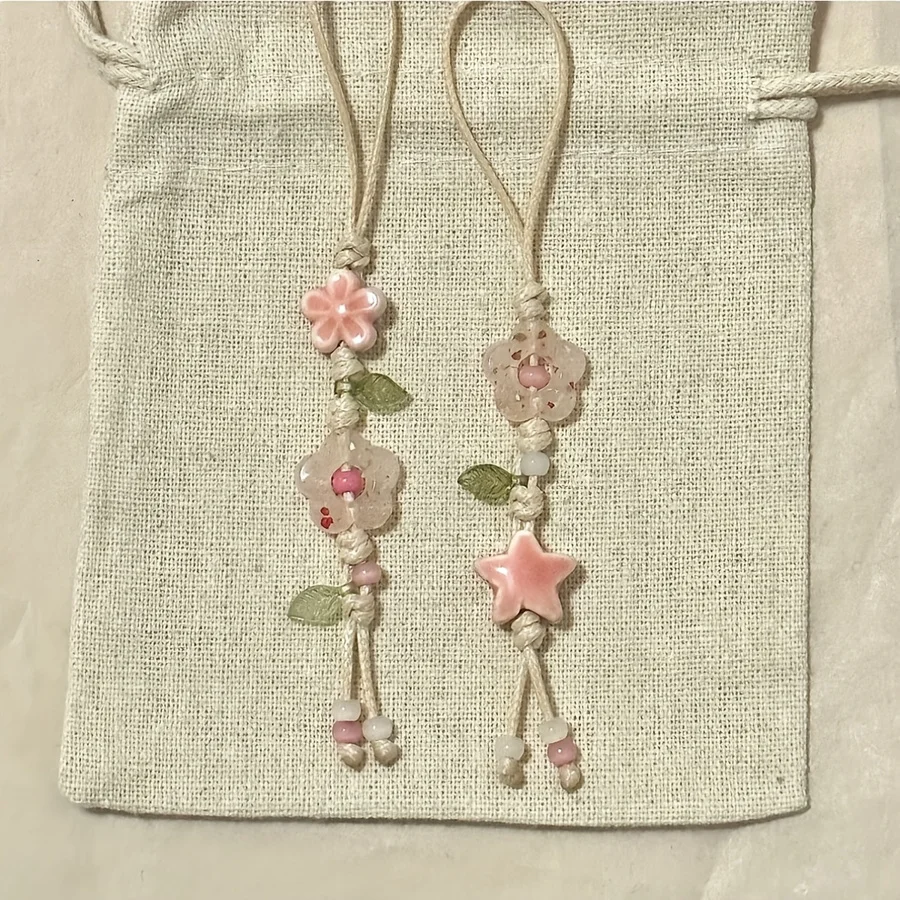 

[star phone charm] star phone charm | flower bracelet chain pendant | 1pc girl CCD camera backpack ceramic DIY handmade accessor