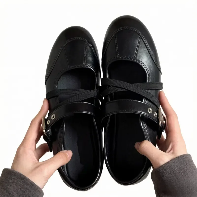 

Women's Mary Jane Flats Retro Cross Strap Ballet Shoes Low-Cut Round-Toe Slip-on Pumps for Work & Casual