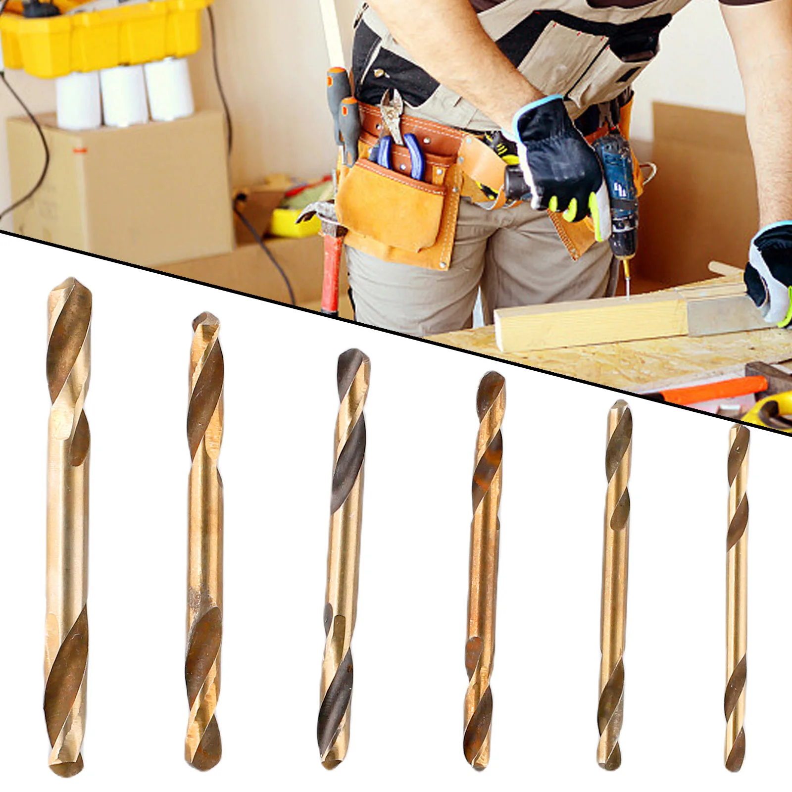 6Pcs HSS Double Headed Twists Auger Drill Bit Set Cobalt Ultrahard Iron Drill Steel Plate Iron Woodworking Drill Bit Power Tools