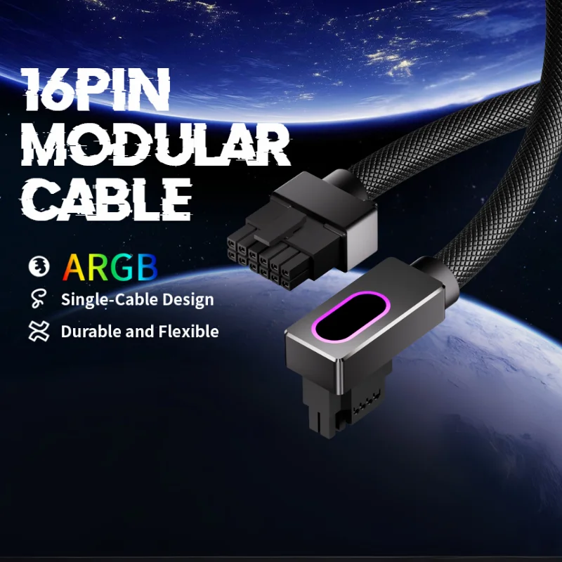

Модульный кабель AIJS GPU16PIN, правая сторона, 12 + 4-контактный кабель питания с синхронизацией ARGB Aura, 90 шт. ° Прямоугольник, 5090, не применеется