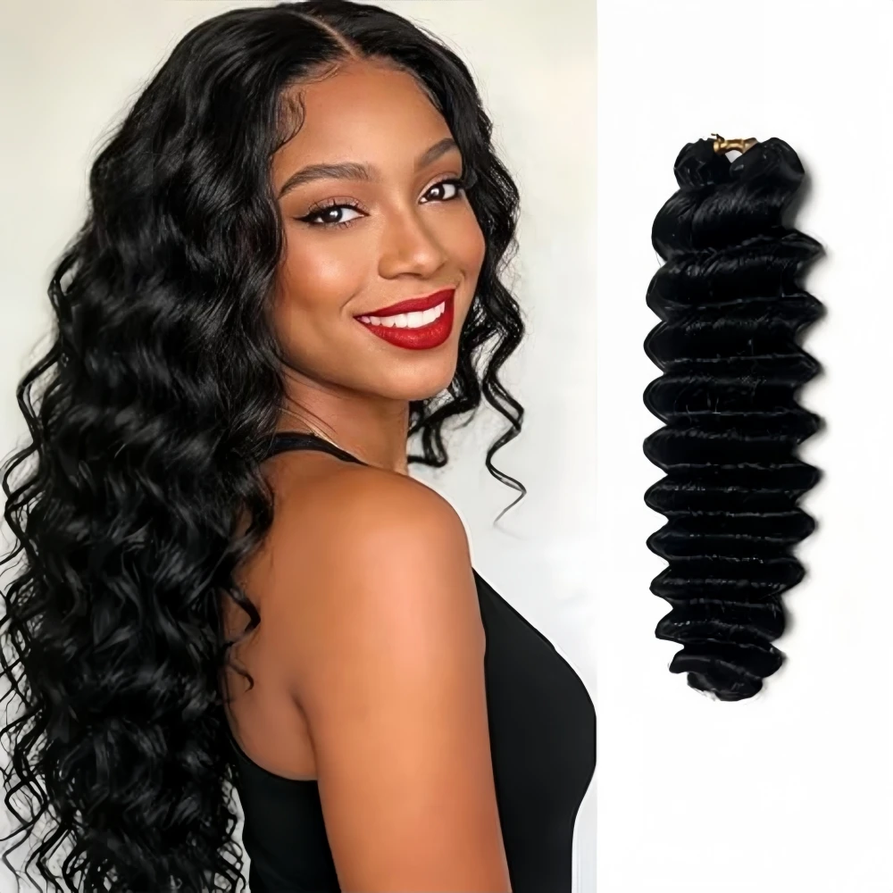 

Наращивание волос 12A Deep Wave Crochet для богемных косичек, невидимые накладные пряди, плетеные парики, натуральный цвет, волосы из натурального человеческого волоса, технология Feather Crochet