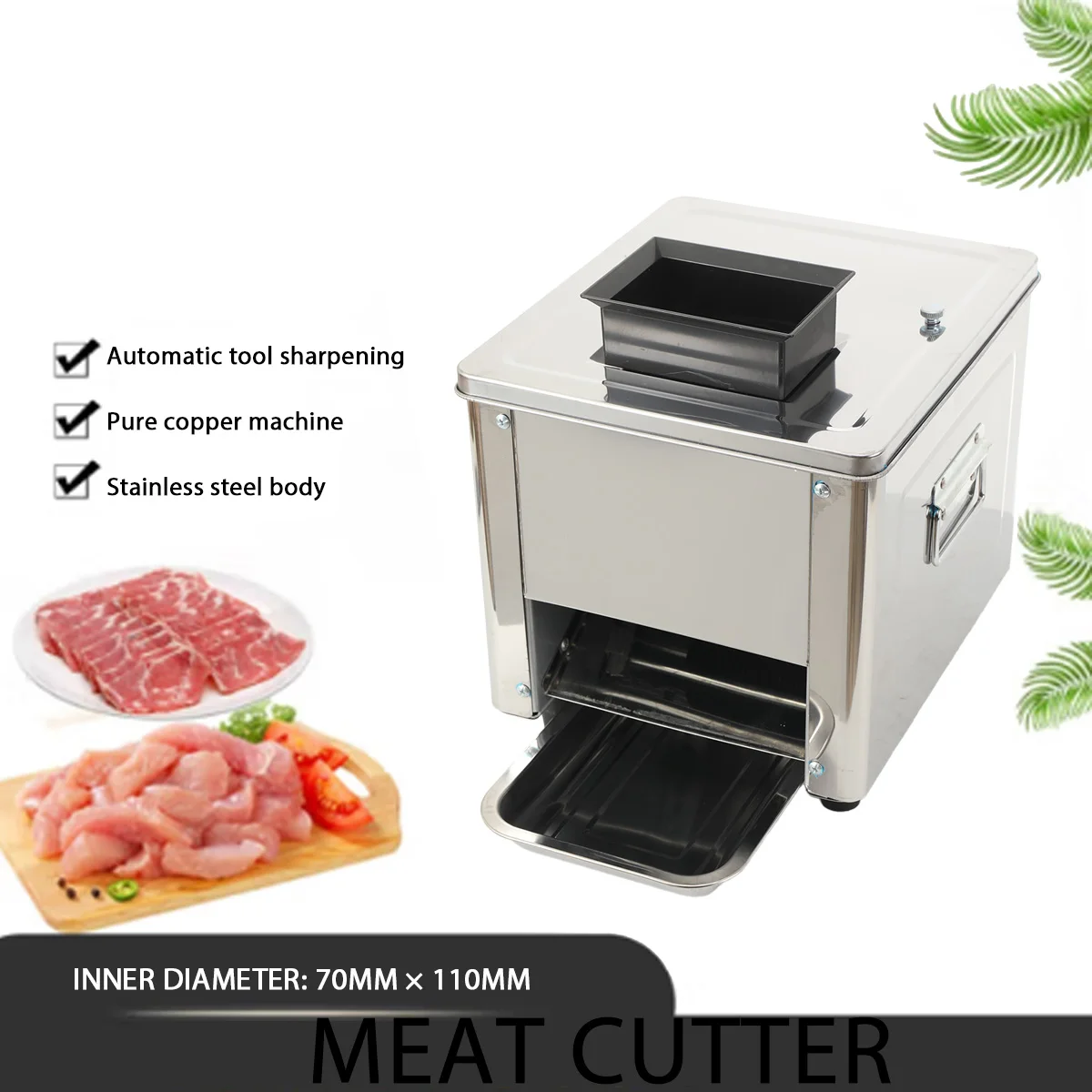 Desktop Edelstahl Doppel-port Elektrische Fleisch Slicer Automatische Fleischwolf Kommerziellen Haushalt Fleisch Cutter – Detail 11