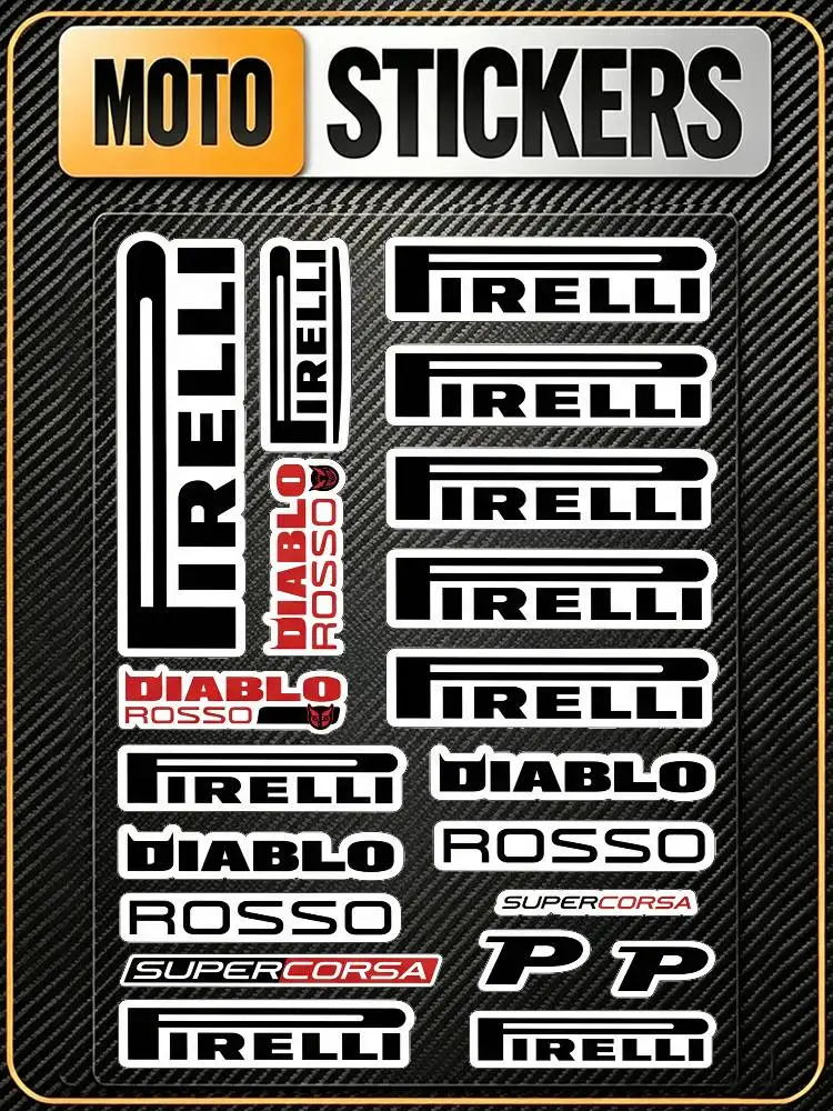 

For PIRELLI Racing Long Lasting Waterproof Reflective Sticker Scratch Conceal Fit Motorcycle Car Helmet Fridge Water Cup Decals