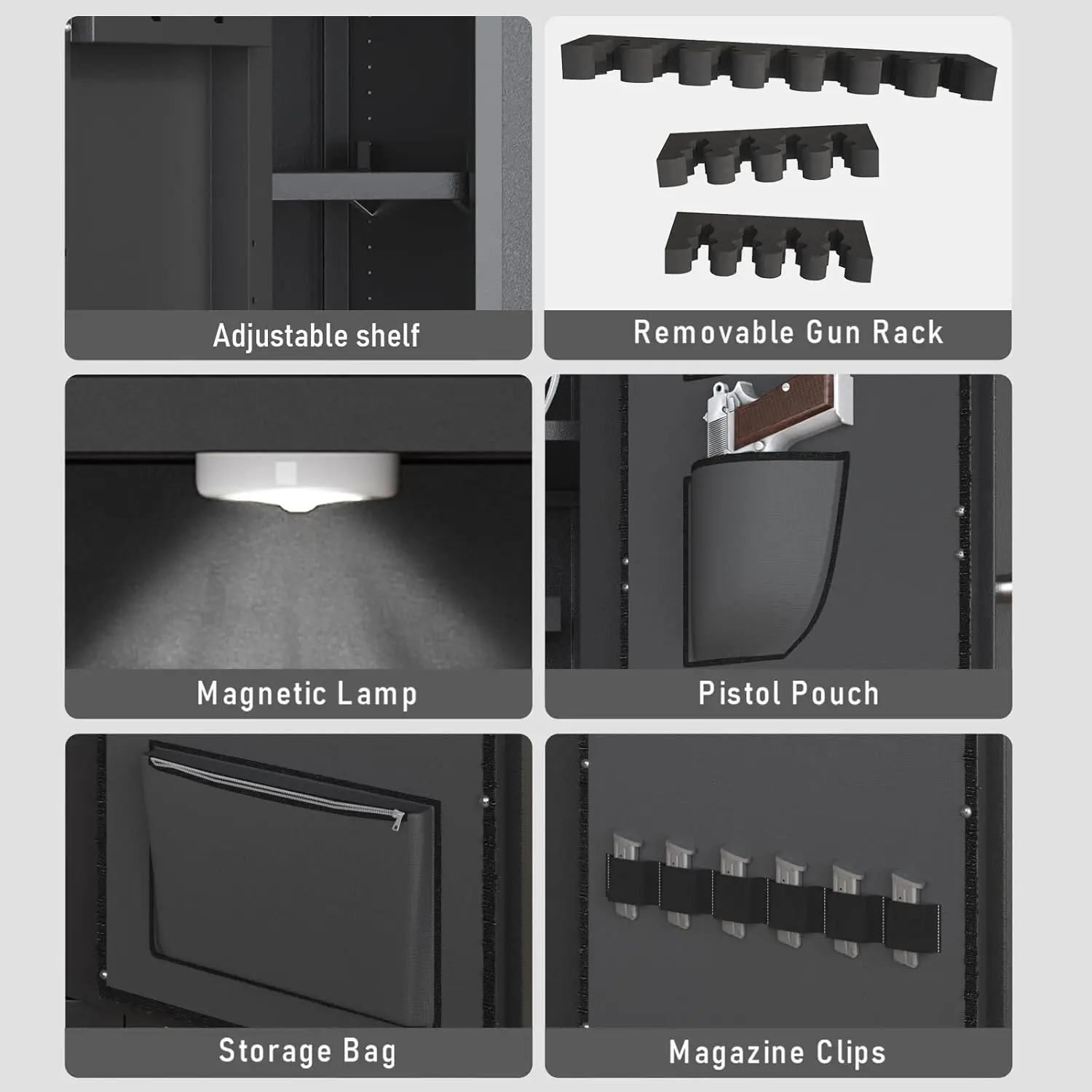 30-40 Large Gun Safe, Fingerprint Gun Safe for Rifles and Pistols with LCD Keypad & Gun Rack,Long Gun Cabinet with Mute Function