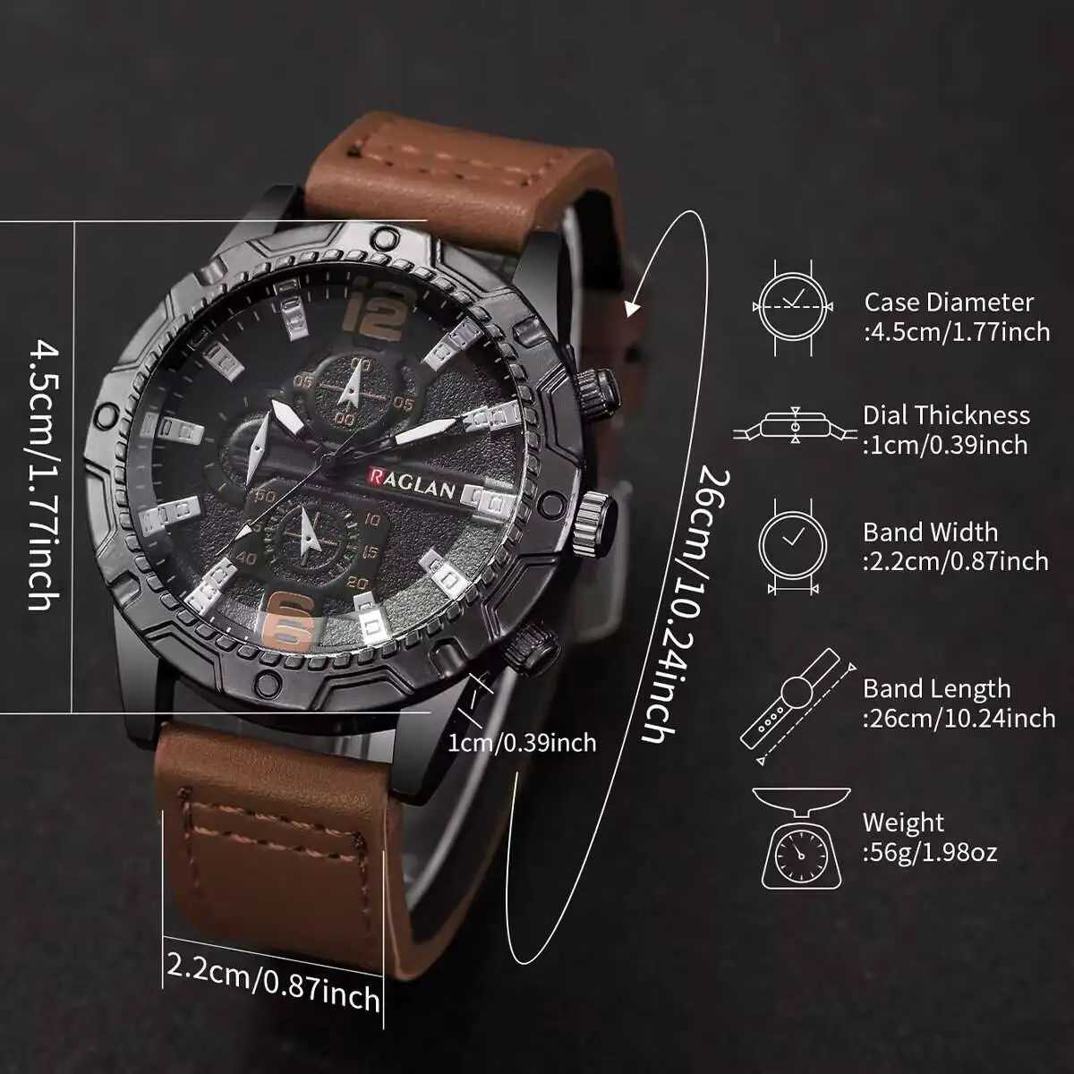 أزياء حزام من الجلد الرجال كوارتز ساعة عادية الطلب الكبير ساعة يد رياضية للرجال ساعة Reloj Hombre (بدون صندوق)