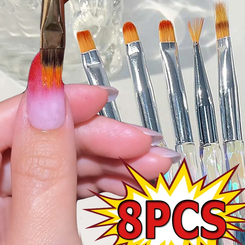 Professional Aurora Nail Art Brush 8/15pcs Acrylic Line Detail Gradient Pen Drawing Painting Brushes DIY UV Gel Manicure Brushes