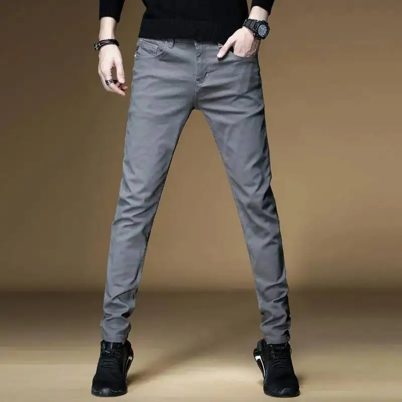 

Big Size Men Army Green Streetwear Straight Jeans Spring Summer New Sports Slim Pants Business Fashion Male Casual Trousers
