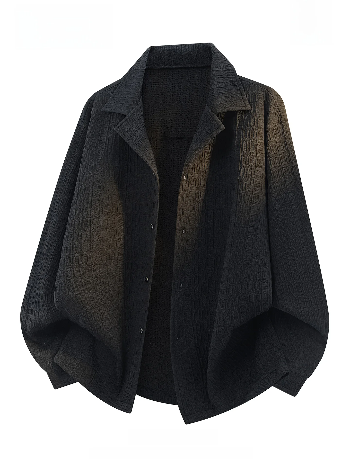 

Мужской текстурированный кардиган Wassup Dozen с длинными рукавами, свободного кроя, повседневный, весенний, универсальный, с классическим воротником